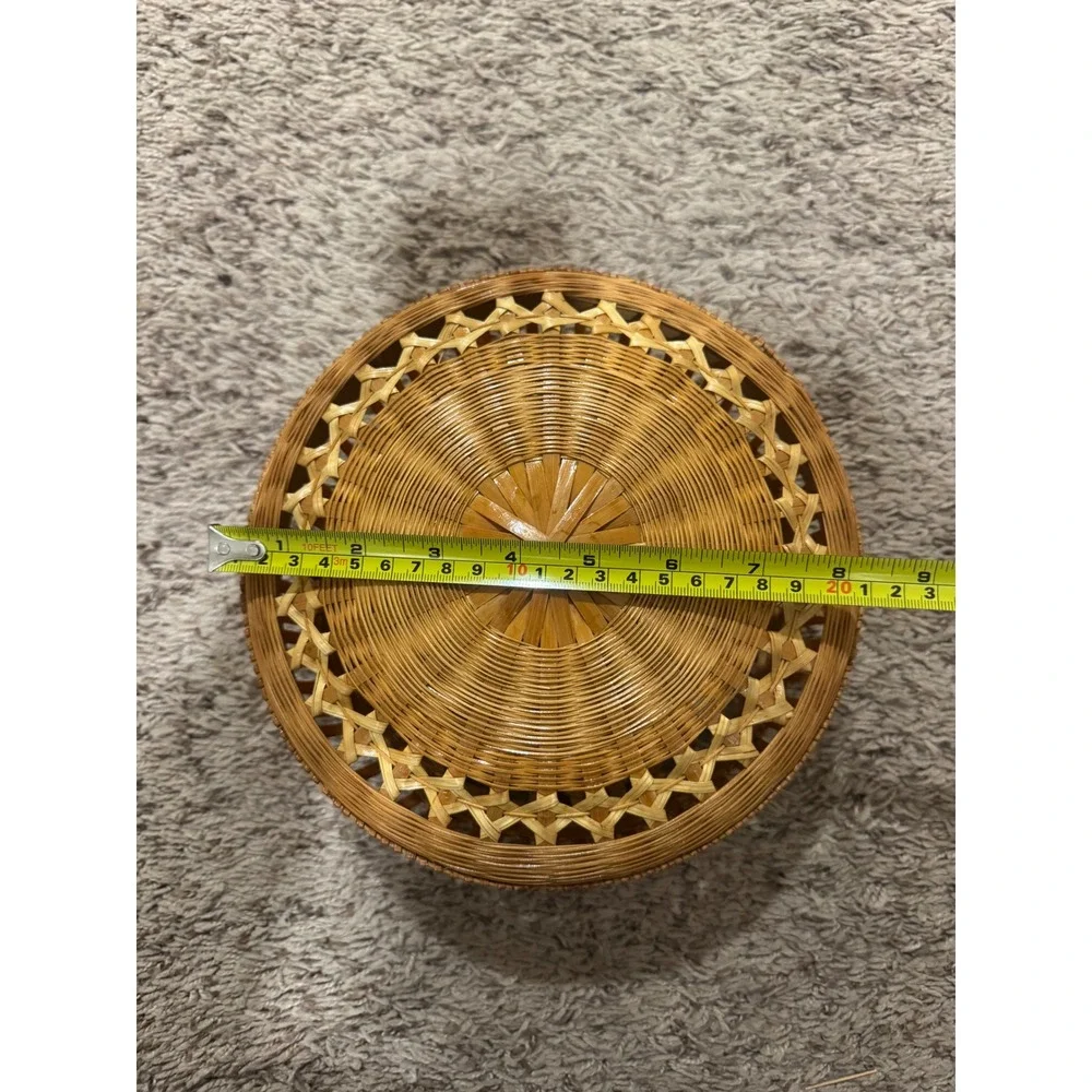 Vintage Woven Lidded Basket – Boho Storage Décor‎